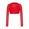 thumbnail image 4 of Hansber Kids Girls Long Sleeve Yoga Sports Crop Top Mesh Cropped Sweatshirt Hip Hop Jazz Dancewear Red 12, 4 of 6