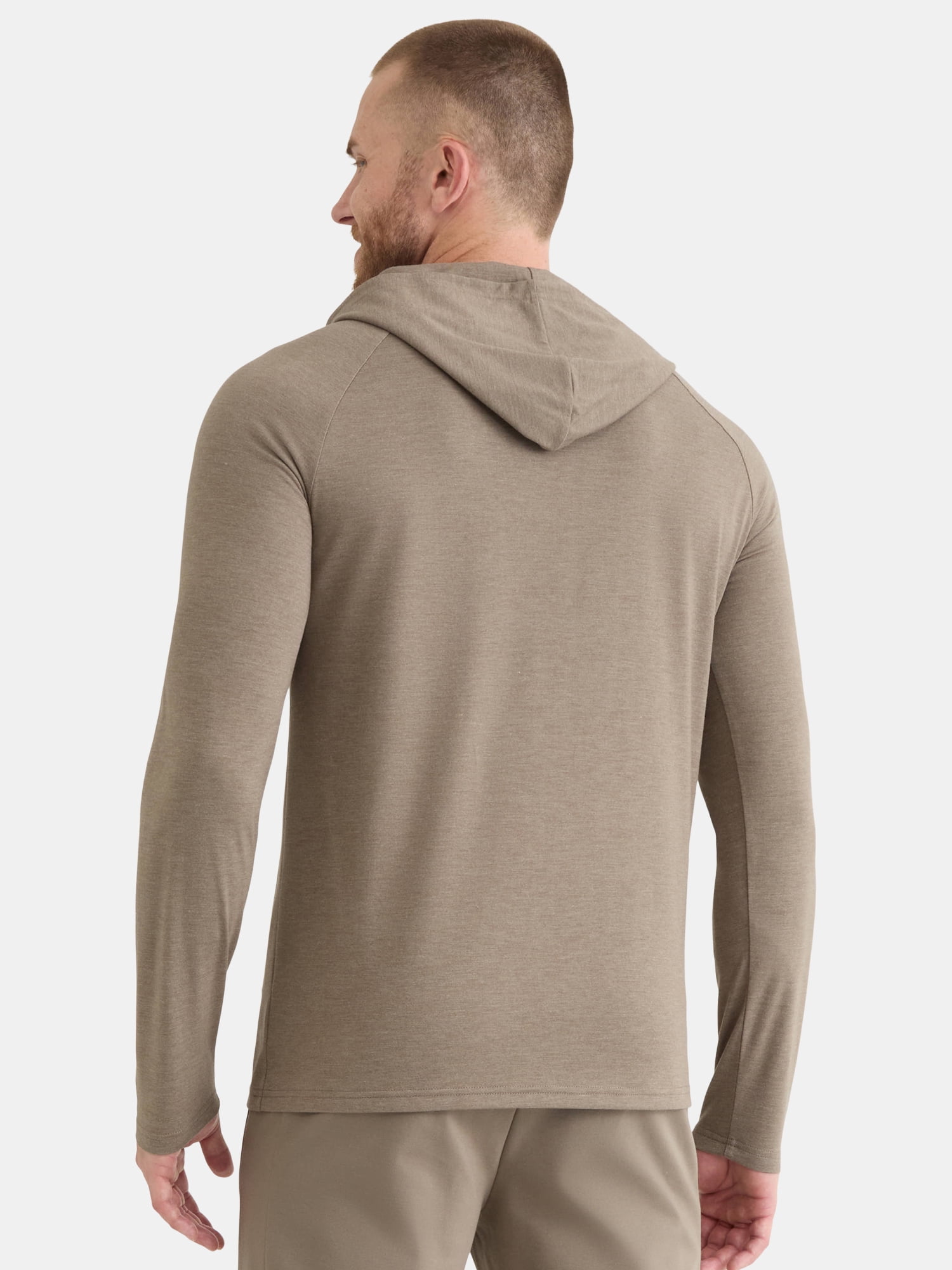 Athletic Works Men's Tri Blend Long Sleeve T-Shirt Hoodie, Sizes S-3XL