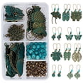 thumbnail image 2 of 1Box DIY 10Pairs Bohemian Turquoise Vintage Dangle Earrings Making Starter Kit Retro Boho Drop Dangle Earrings Supplies Flower Leaf Charms, 2 of 9