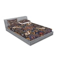 thumbnail image 2 of Ambesonne Paisley Fitted Sheet & Pillow Sham Set, Moroccan Floret Antique, Full, Royal Blue Sand Brown, 2 of 2
