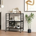 thumbnail image 2 of Costway 1 PC 3-Tier Folding Shelf Free DIY Design Shelving Unit with 4 Universal Wheels Kitchen Black, 2 of 10