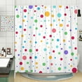 thumbnail image 3 of Kids Rainbow Camper RV Shower Curtain for Travel Trailer Bathroom, Colorful Geometric Cute Polka Dot Small Narrow Fabric Shower Curtains Set, Happy Camp Outdoor Decor Accessories with Hooks 47X64, 3 of 7