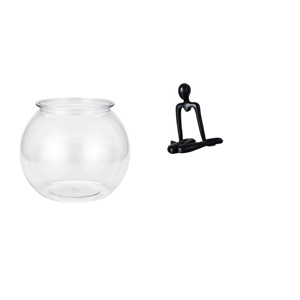 Acuario de escritorio,Pecera pequeña transparente,pecera,jarrón,mesa,Tanque de peces Contenedor de acuario transparente Hogar,Figura de escritorio,Escultura abstracta de pensador para