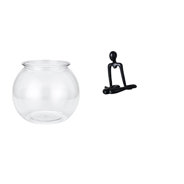 Acuario de escritorio,Pecera pequeña transparente,pecera,jarrón,mesa,Tanque de peces Contenedor de acuario transparente Hogar,Figura de escritorio,Escultura abstracta de pensador para