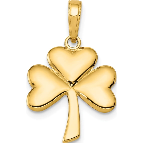 14K Yellow Gold Polished Solid Shamrock Pendant (25 X 15) Made In Peru c2197