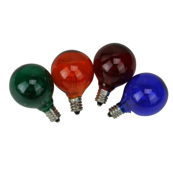 Northlight Pack de 4 Ampoules de Remplacement de Noël Transparentes Multicolores G40 Globe