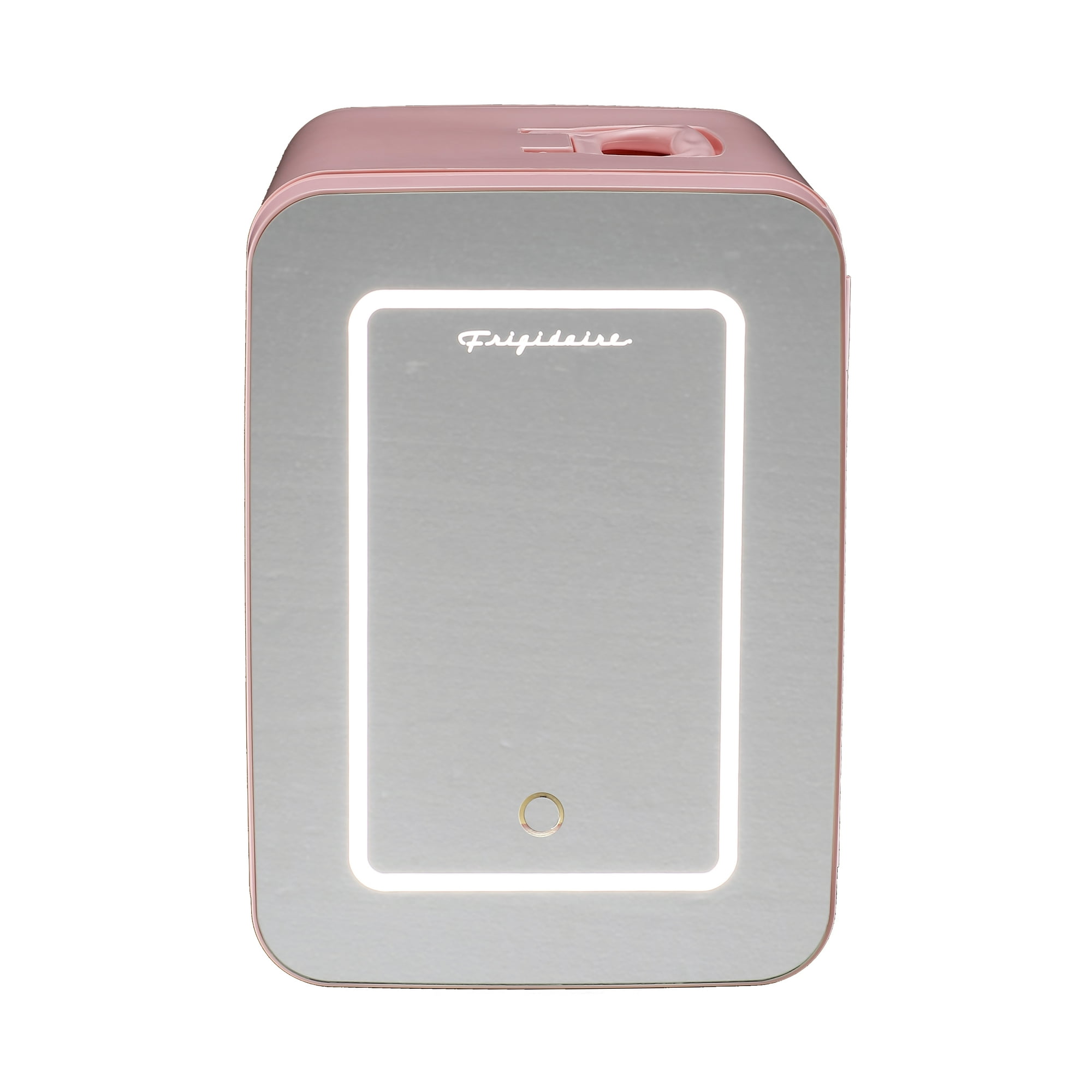 Frigidaire 6.5L 9 Can Mini Lighted Beauty Mirror Fridge Pink - compact, portable skincare fridge with mirror ideal for cosmetics, travel, and small spaces.