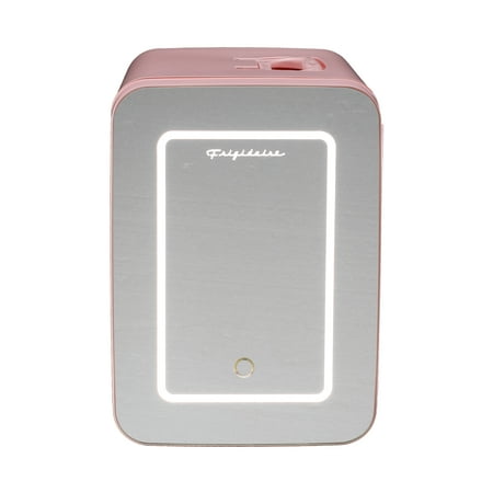 Frigidaire 6.5l, 9 Can Lighted Beauty Mirror Mini Personal Fridge Cooler, Pink, EFMIS170