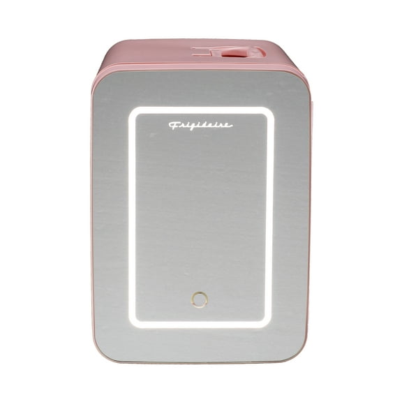 Frigidaire 6.5l, 9 Can Lighted Beauty Mirror Mini Personal Fridge Cooler, Pink, EFMIS170