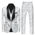 thumbnail image 2 of Men's Solid Color Fashion Jacquard Party Suit Jacket Vest Pants Three Piece Set Slim Fit Lightweight Wedding Tuxedo Blazer Formal Wear, 2 of 3
