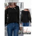 thumbnail image 7 of Xuanfei Womens Lace Patchwork Long Sleeve Strappy One Shoulder Buttons Top, 7 of 7