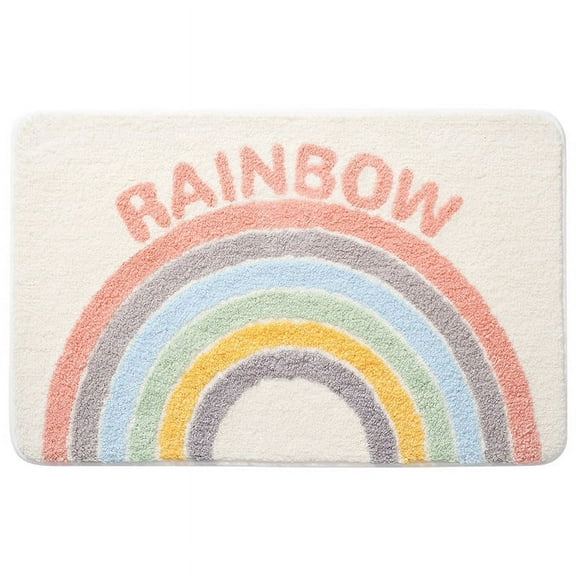 Rainbow Flocked Bathroom Floor Mat - Super Absorbent Non-Slip Toilet Entrance Rug, Quick-Drying Home Foot Mat & Pet Mat