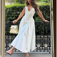 thumbnail image 2 of Women's Deep V Halter Maxi Dress, Solid Cutout Flowy Backless Summer Dress, 2 of 6