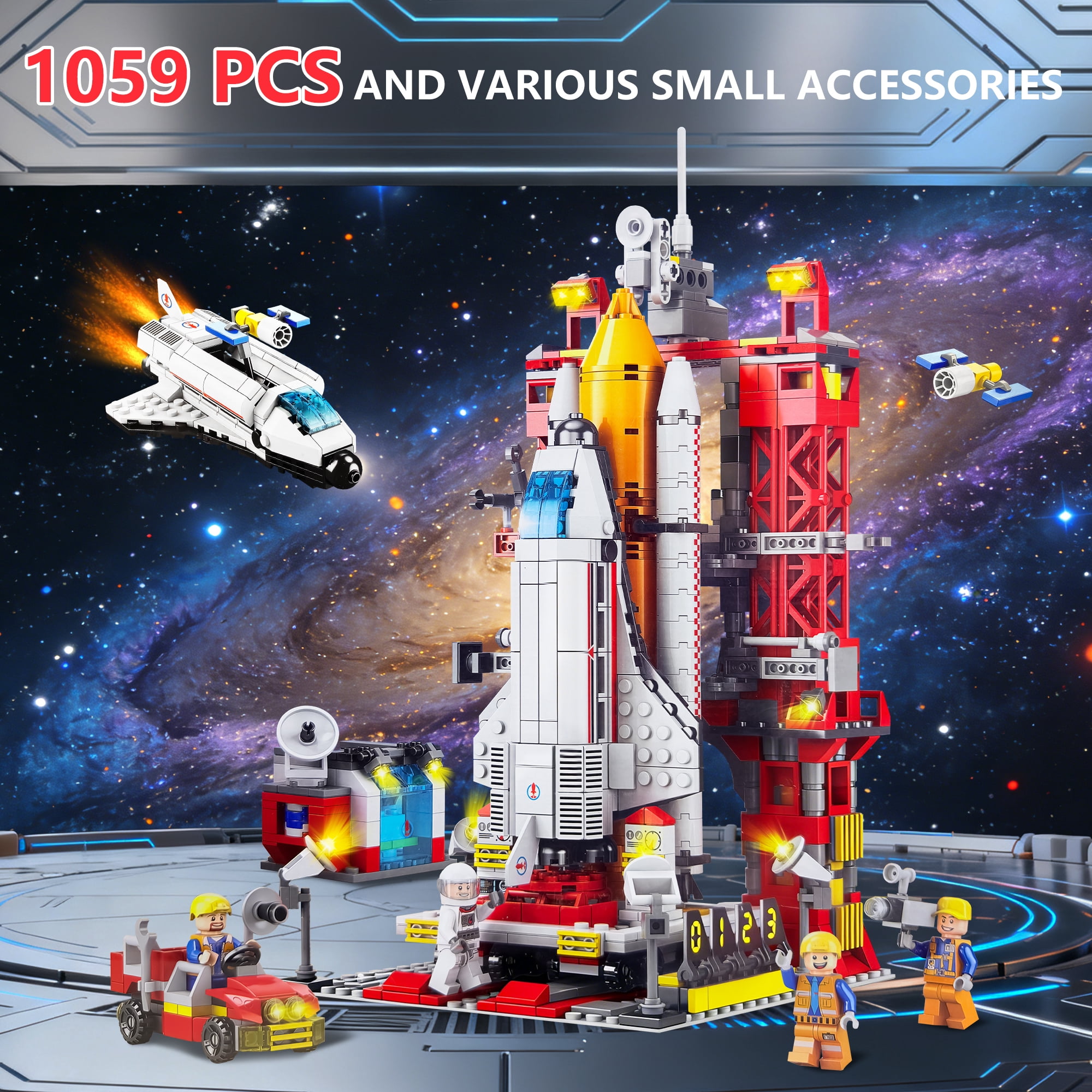 1059 PCS Space Exploration Shuttle Toys, Spaceship Fire Arrow Launch Center Toy Set Building Blocks Toys Kit Gifts for Age 6+ Boys Kids