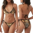 thumbnail image 3 of KLL Golden Horned White Dragon Print Bikini Set for Women,String Two Piece Halter Top Triangle Bikini Set with Tie Side Bottom Sexy Swimsuit Bathing Suits, 3 of 5