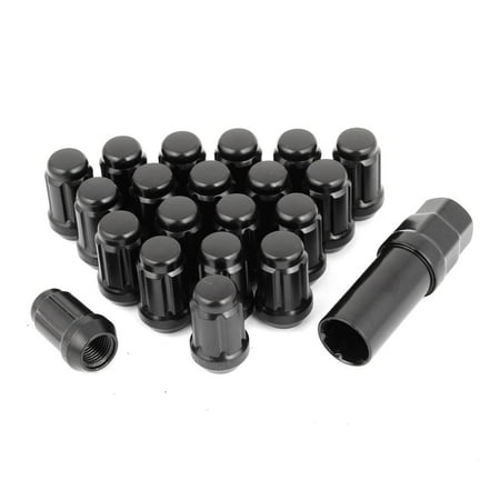 Black M12 x 1.5 Spline Drive Tuner Lug Nuts 20 Pcs w Key Wheel (Best Wheel Lug Nut Locks)