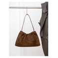 thumbnail image 5 of Cowhide Leather Women Ruched Cloud Bag, Shoulder Underarm Bag, Suede Texture, Large Capacity, 5 of 8