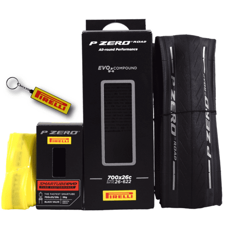 Pirelli P ZERO Road Bicycle Tire 26-622 (700x26c)   SmarTUBE EVO 25/28-622 Presta 60mm - 1 Pack