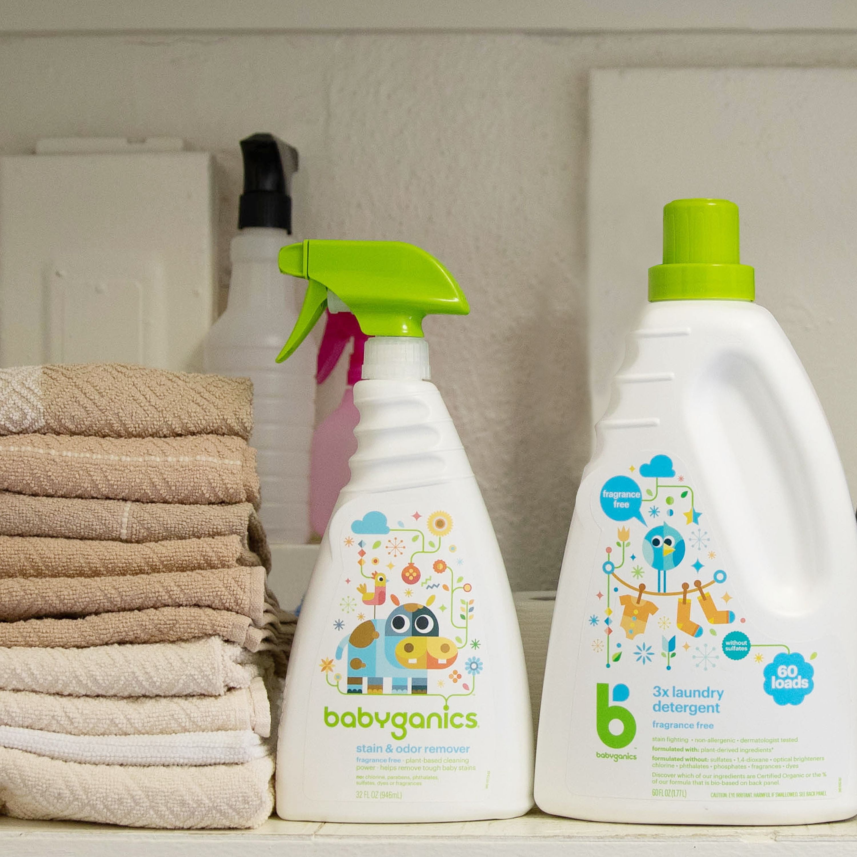 Babyganics Stain & Odor Remover Spray, 32oz, 3 pack, Packaging May Vary