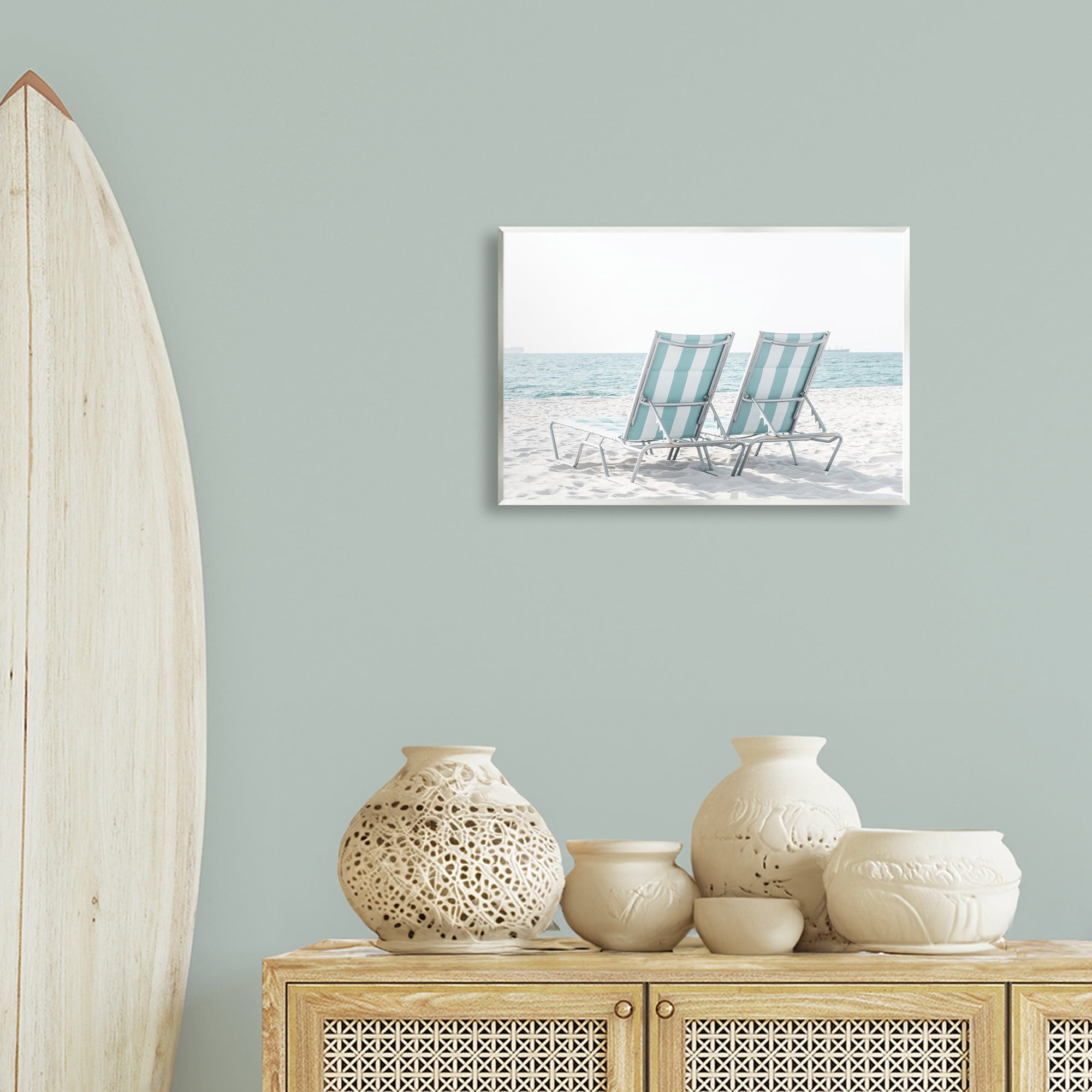 Stupell Industries Blue Beach Chairs Pair Nautical & Beach Photography Unframed Art Print Wall Art, 19 x 13