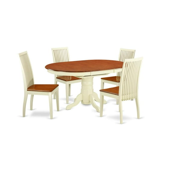East West Furniture Dining Room Set Buttermilk & Cherry, AVIP5-BMK-W