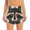 thumbnail image 4 of Lsque Retro Raccoon Graphic Print Printed Women's Running Shorts with Liner Pockets,Elastic Quick Dry Workout Athletic Gym Yoga Shorts,Womens High Waist Shorts-Large, 4 of 9