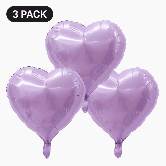 Lavender Heart Foil Balloons 3 Pack Party Decor Balloons