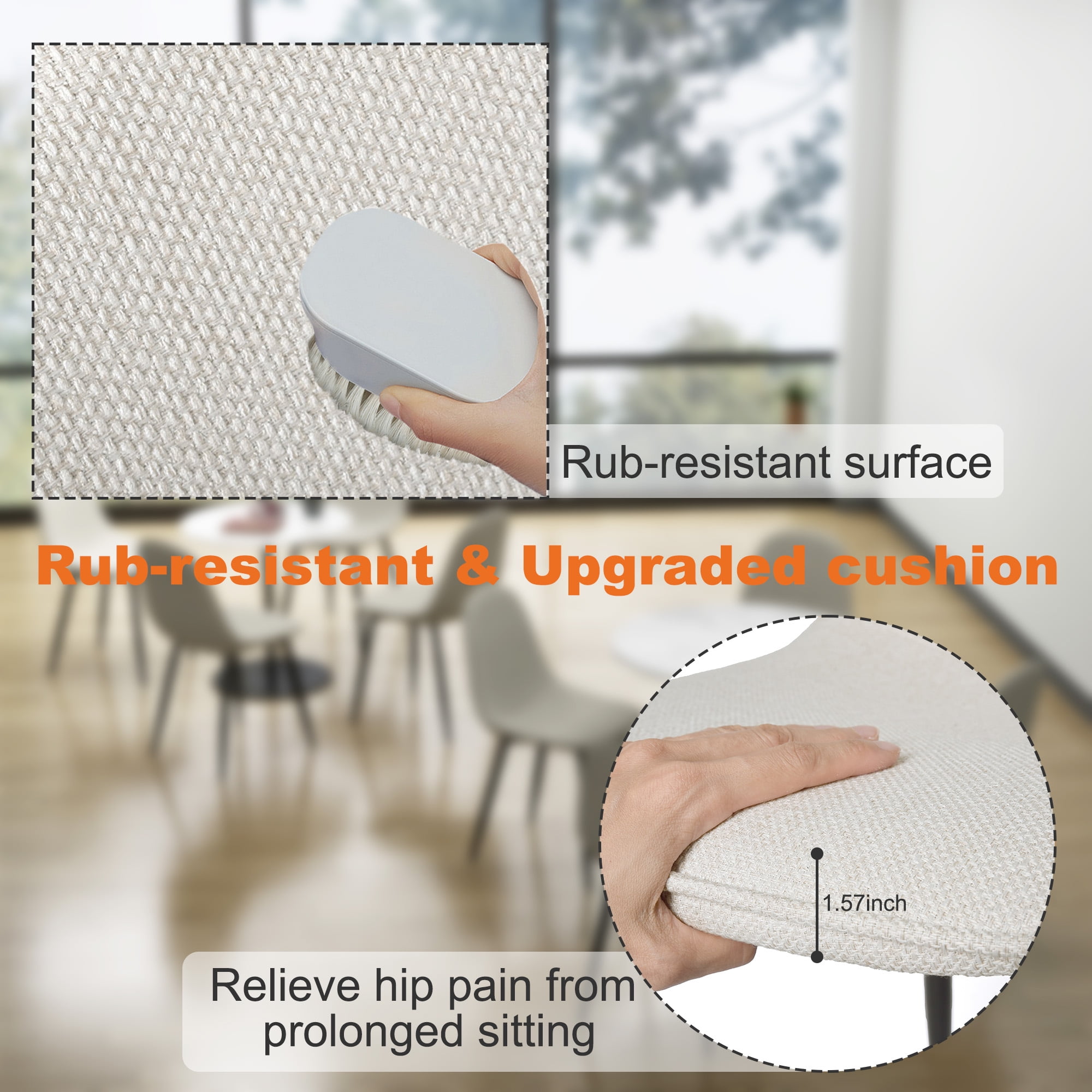 Homy Casa Set of 4 Dining Chairs Modern Upholstered Side Chairs with Ergonomic Curved Back and Sturdy Metal Legs for Kitchen Dining Room and Living Room