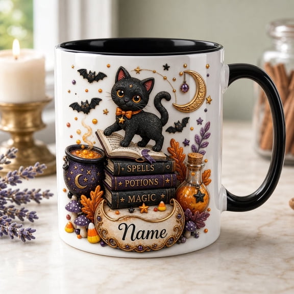 Personalized Halloween Mug Custom Name Haunted House Ceramic Coffee Cup for Halloween Gift