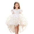 thumbnail image 3 of Girl Dress Size 11-12Y Kids Puffy Short Sleeve Embroidered Trailing Cake Party Long Dress Toddler Girls Dresses, 3 of 7