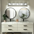 thumbnail image 3 of 31" Modern Chrome 5-Light LED Vanity Light, Square Acrylic Lampshades Wall Mount Fixture for Bathroom, Mirror Lighting, 3 of 9