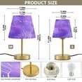 thumbnail image 2 of Modern Minimalist Cone Desk Lamp Antique Bronze Base & Linen Shade Bedside Table Lamp for Bedroom Living Room, Office, Dorm Purple Background with White Line Medium, 2 of 8
