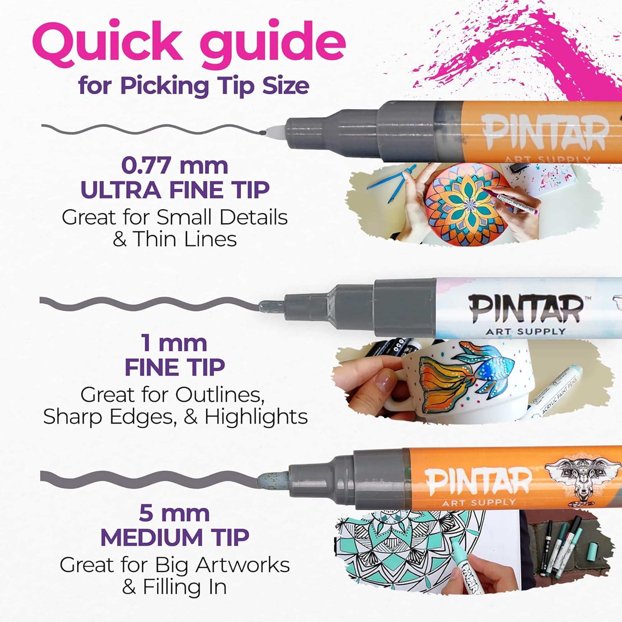 Pintar: Acrylic Paint Markers: Earth Tone - Extra Fine Tip .7mm, 20 Pack - Rich Opague Colors, Japanese Ink Multi-Surface Pens, Premium Art Supplies