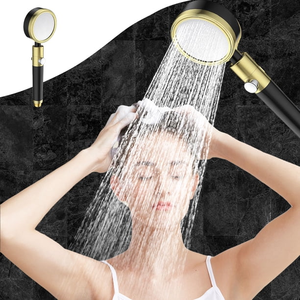 Fiudx Ofertas relámpago del día Cabezal de ducha de baño Cabezal de ducha ajustable Cabezal de ducha de refuerzo de alta presión Cabezal de ducha giratorio de 360 ° Accesorios de baño con efecto lluv