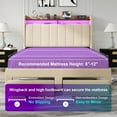 thumbnail image 6 of Amolife Full Size Platform Bed Frame with 2-Tier LED Storage Fabric Wingback Headboard & 2 Storage Drawers, USB & Type-C Charging Ports, Beige, 6 of 12