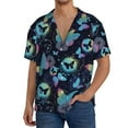 thumbnail image 3 of Xecao offers the Blue Butterfly for Men's Casual Short-sleeved Shirt, a button-up collared shirt with a pocket, perfect for beach vacations and yacht travel in the size., 3 of 7