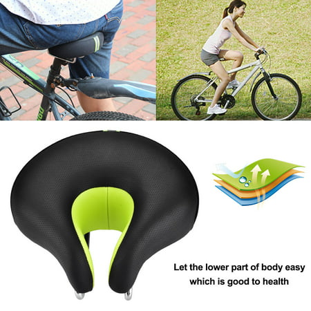 Ergonomic Mountain Bike Cycling Bicycle Split Nose Shape Saddle Cushion Seat (Black +