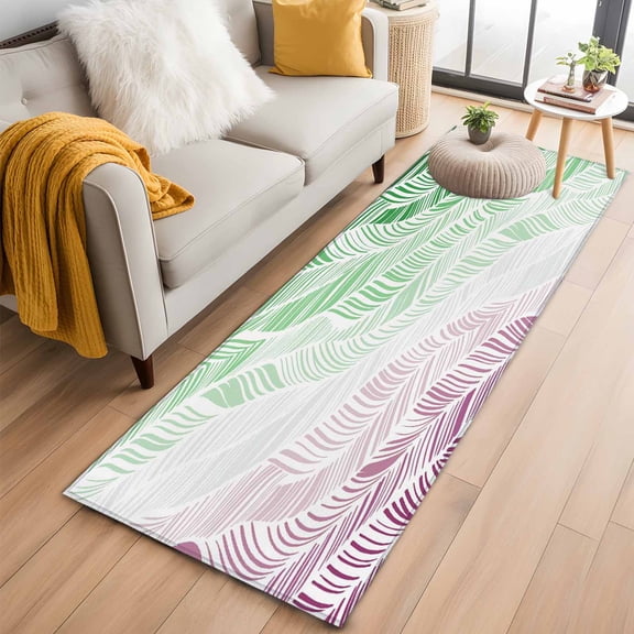 Runner Rug 2'x6', Ombre Green Pink Washable Non-Slip Hallway Runner Rugs, Summer Coastal Ocean Sea Beach Wave Bedside Rugs Floor Mats Carpet Runners for Kitchen Bathroom Laundry Room