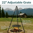 thumbnail image 4 of Sunnydaze Outdoor Camping or Backyard Steel Tripod Fire Pit Cooking Grilling BBQ Grate - 22" - Black, 4 of 14