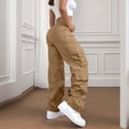 thumbnail image 4 of Resicozy Baggy Womens Cargo Pants High Waisted Open Leg Pants Hiking Lightweight Streetwear Trousers with Multiple Pockets Khaki S, 4 of 4