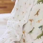 aden + anais essentials cotton muslin blanket, Blue, Dino Jungle, Infant, Boys