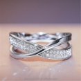 thumbnail image 4 of Anillo de aleación en forma de X con cristales de diamantes de imitación, joyería para mujer, 4 of 4