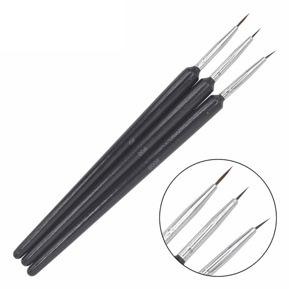 Nail Art Brush Set for Manicure DIY, 3pcs Fine Line Painting Pens, Small Hook Detail Brushes, Fiber Hair, Flower Drawing Tool, French Nail Design, Home Salon Use, Nail Decoration