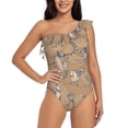 thumbnail image 2 of Yiaed Cactus Alpaca Print Women One Piece Swimsuits Tummy Control One Shoulder Bathing Suits Pattern Ruffle Swimwear-Small, 2 of 8