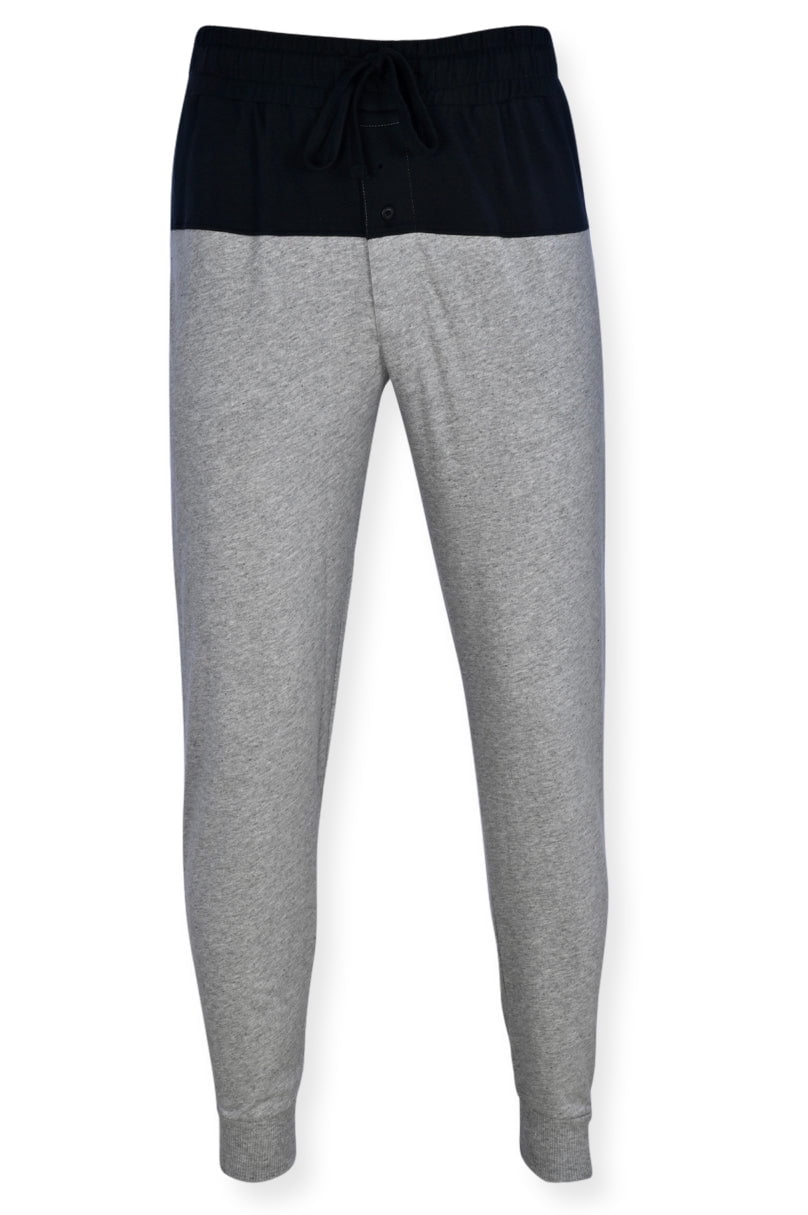 Hanes Men's French Knit Terry Jogger Sleep Pant, Heather/Black, Medium