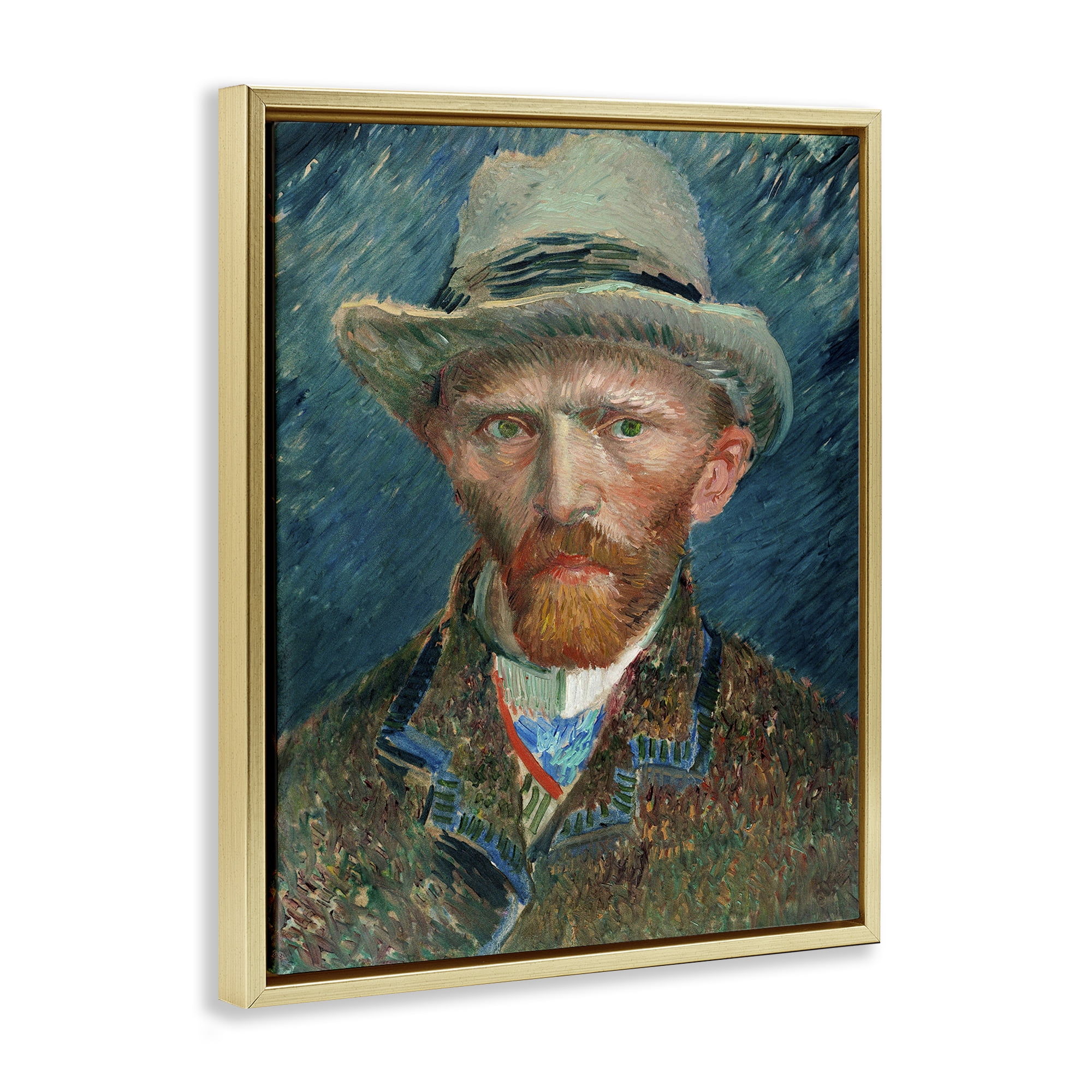 Stupell Industries Classic Van Gogh Portrait People Painting Gold Floater Framed Canvas Art Print Wall Art, 25 x 31