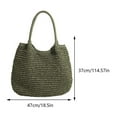 thumbnail image 3 of Women Straw Tote Handbag Large Capacity Retro Straw Bag Ladies Summer Beach Bag Weaving Shoulder Bag (Green), 3 of 9