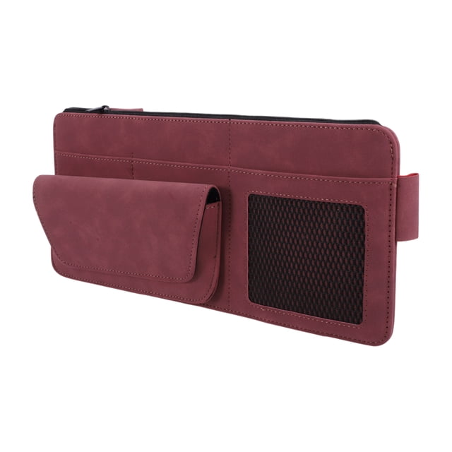 Estuche para Gafas de Sol de Coche Único Bargains con Parasoles Magnéticos Universal de Ante Rojo 34x16cm 1 Pcs