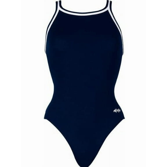 Women's Dolfin Team Solid DBX Back Competitive One-Piece Swimsuit Color: Navy Size: 36 COMP
