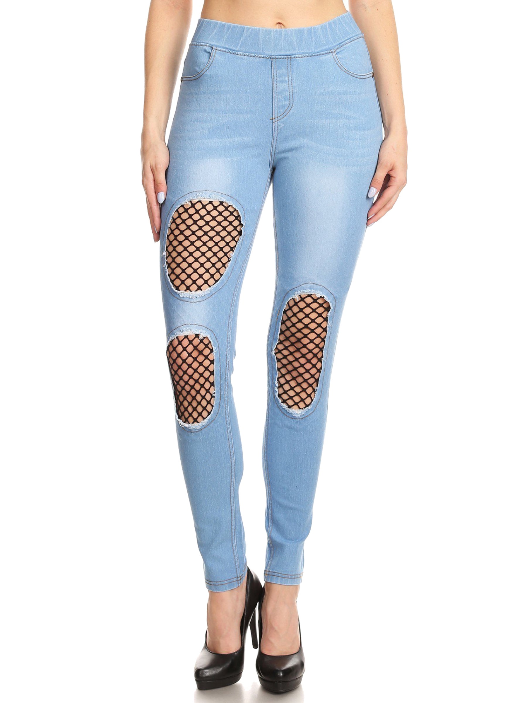 Women's Juniors Shaping PullOn Ripped Stretch Denim Skinny Jeans